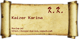 Kaizer Karina névjegykártya